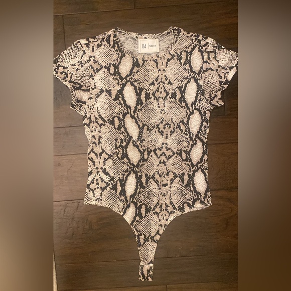 Gray Snake Print Thong Bodysuit - Picture 1 of 1